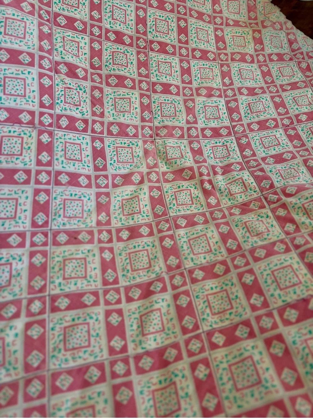 Vintage Little Girl Quilt Pink Teal Patchwork 43x32